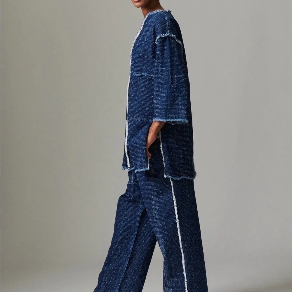 Day Birger et Mikkelsen Oversized Denim Tunic Top Deep V-Neck 100% Cotton